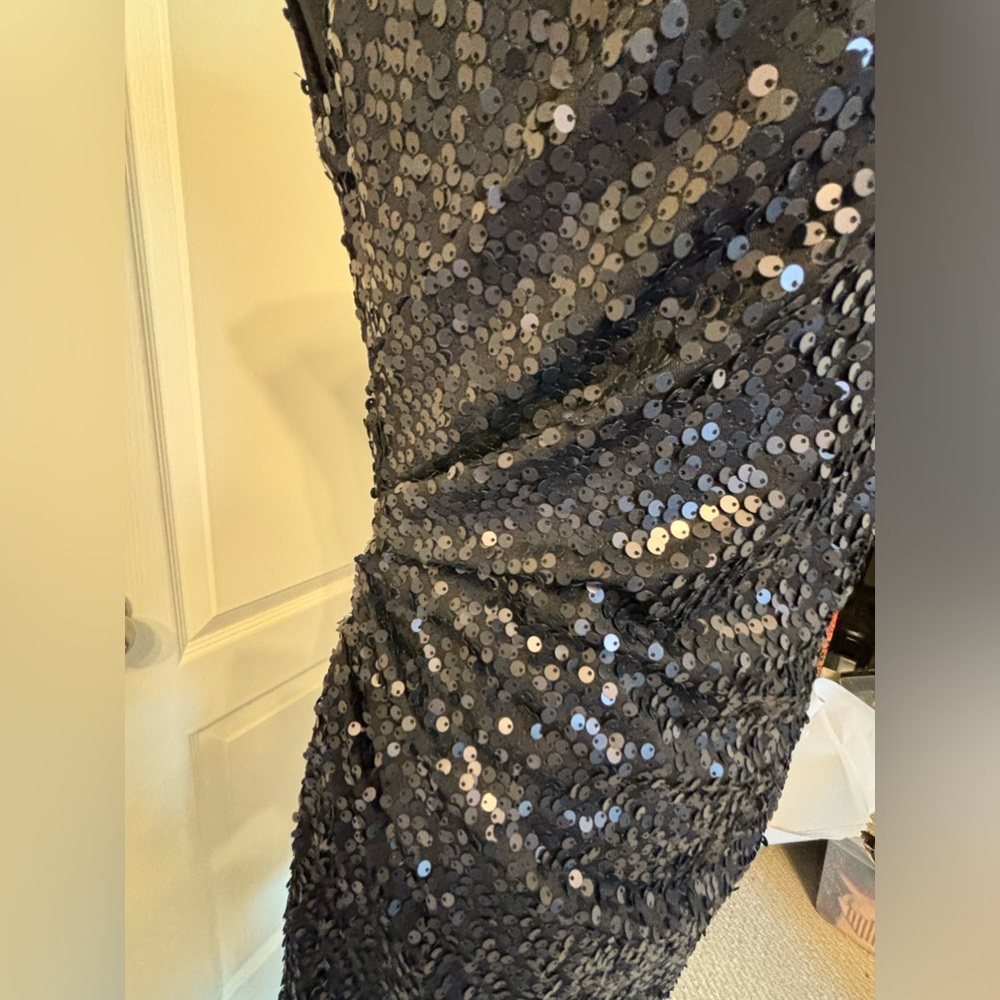 NWT David Meister dress 6 medium Sequin open back black dress cocktail LBD Vegas - Picture 15 of 16